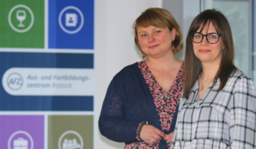 AFZ Rostock: Talentcenter-Coaches Yvonne Schütt und Aleksandra Scharf beraten und begleiten Arbeitslose und von Arbeitslosigkeit bedrohte Arbeitsuchende.